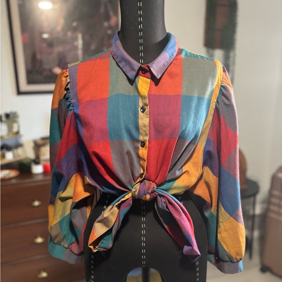 Koret Tops - Koret Colorful Plaid Button Down Shirt